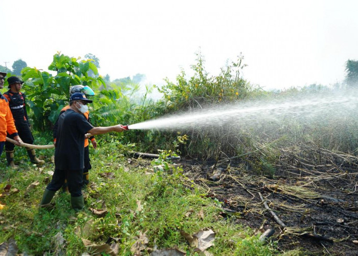 Bersama Petugas BPBD, Pj Bupati Apriyadi Padamkan Karhutlah di Dusun Lame