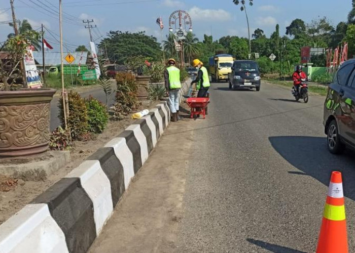 Dukung Kota Adipura , Karyawan PT DBU Bersihkan Median Jalan