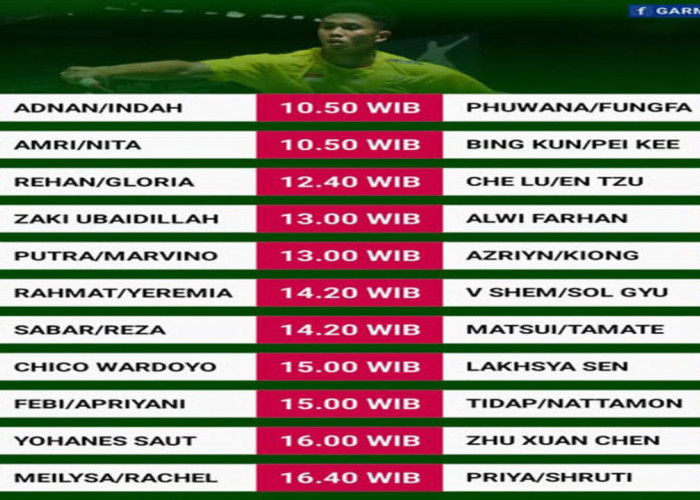 Jadwal Lengkap Round of 16 Macau Open 2025