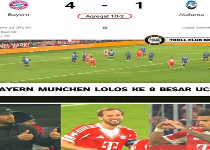 Hasil Liga Champions: Bayern Hancurkan Atalanta 4-1, Lolos Perempat Final.
