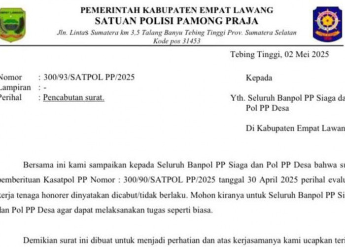 Satpol PP Empat Lawang Rumahkan Ratusan Honorer, Tapi Mendadak Dicabut!