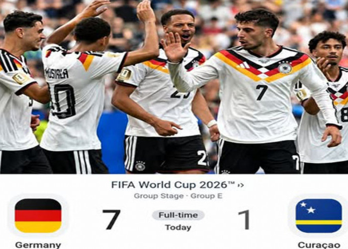 Hasil Grup E Piala Dunia 2026: Jerman Pesta Gol 7-1 atas Curacao.