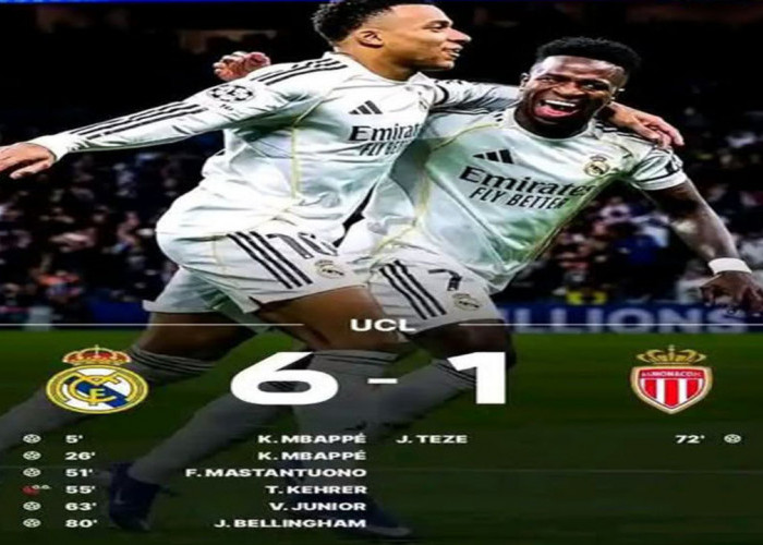 Hasil Real Madrid vs Monaco: Real Madrid Pesta Gol Bantai Monaco 6-1.