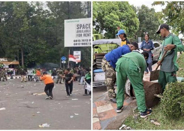 Belasan Pot Bunga di Tamkot Baturaja Dirusak Pendemo