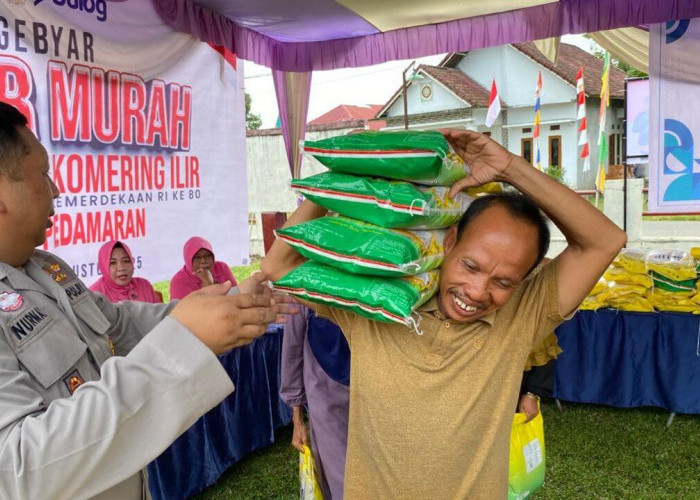 Gerakan Pangan Murah Polres OKI yang Dilaksanakan Polsek Pedamaran Disambut Antusias Masyarakat