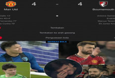 Hasil Liga Premier Inggris: Manchester United Ditahan Bournemouth 4-4.