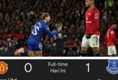 Hasil Liga Premier Inggris: Manchester United Dipermalukan Everton, Setan Merah Kalah 0-1.