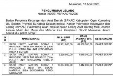 BPKAD OKU Selatan Umumkan Lelang Aset Kendaraan dan Scrap RSUD Muaradua