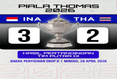 Hasil Piala Thomas 2026: Indonesia Comeback Gila Tekuk Thailand 3-2.