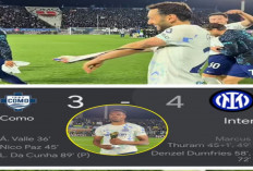 Hasil Liga Seri A: Comeback Inter Milan! Tertinggal 2-0, Nerazzurri Hajar Como 4-3. 