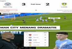 Hasil Liga Premier Inggris: Manchester City 3-2 Leeds United.