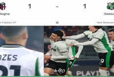 Hasil Liga Seri A: Sassuolo Curi 1 Poin dari Kandang Bologna, Jay Idzes Tampil Solid.