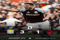 Hasil Aston Villa vs Nottingham Forest: Aston Villa Tekuk Forest 3-1, Salip Man City di Papan Atas.