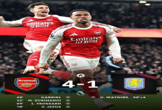 Hasil Liga Premier Inggris: Arsenal 4-1 Aston Villa, Arsenal Nyaman di Puncak Klasemen.