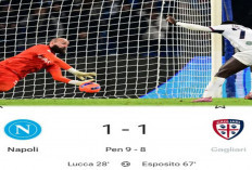 Hasil Coppa Italia: Napoli Lolos Dramatis, Tundukkan Cagliari 9-8 Lewat Adu Penalti.