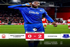 Hasil Liga Premier Inggris: Everton Nottingham Forest 2-0.