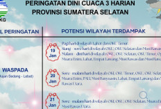 Hujan Sedang Berpotensi Guyur Sejumlah Wilayah Sumsel, BMKG Keluarkan Peringatan Dini