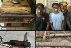 Potong Tiga Besi Pipa Pakai Gerinda, Tiga Terduga Pencuri Diamankan di Tanjung Batu