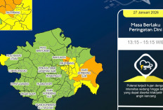 Prakiraan Cuaca Sumatera Selatan Selasa 27 Januari 2026, Waspada Hujan Disertai Petir