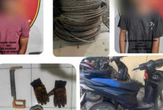 Nekat Potong Kabel Listrik di Kebun Sawit, Dua Pelaku Diamankan Polsek Keluang